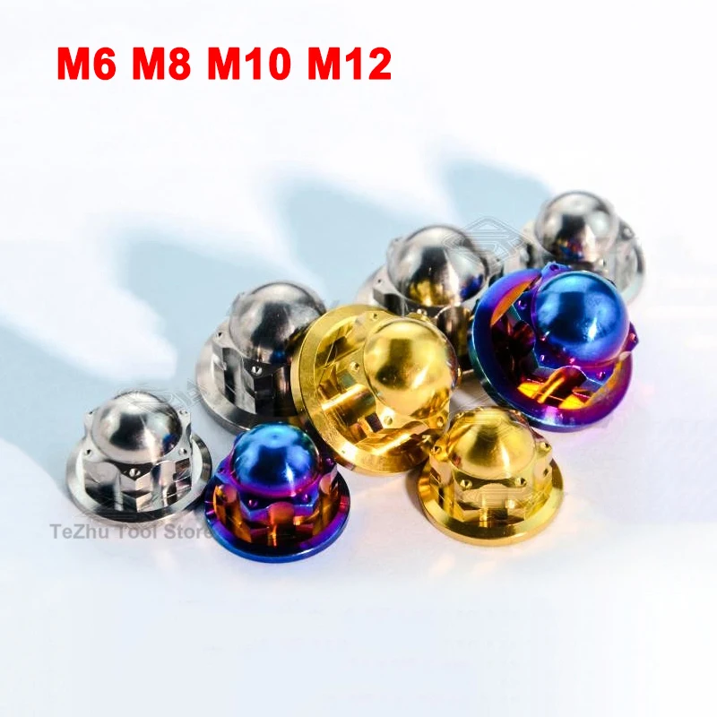 

1Pcs Titanium alloy fancy cap closed Flange Acorn nuts M6 M8 M10 M12 motorcycle and car modification nut