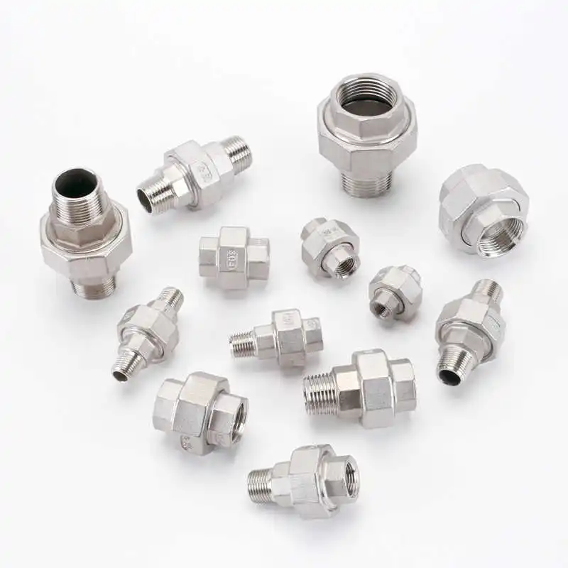 

304 Stainless Steel Flat Union, Double Inner and Outer Threaded Buckle Threaded Water Pipe Straight