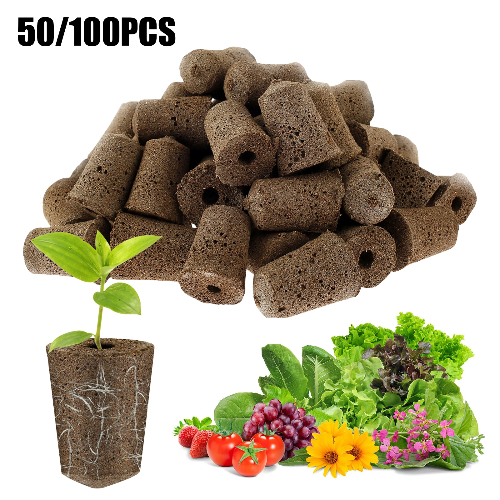 

50/100Pcs Garden Seed Growth Sponge Hydroponic Seed Growth Root Replacement Sponge Garden Plant Seed System Nursery Block