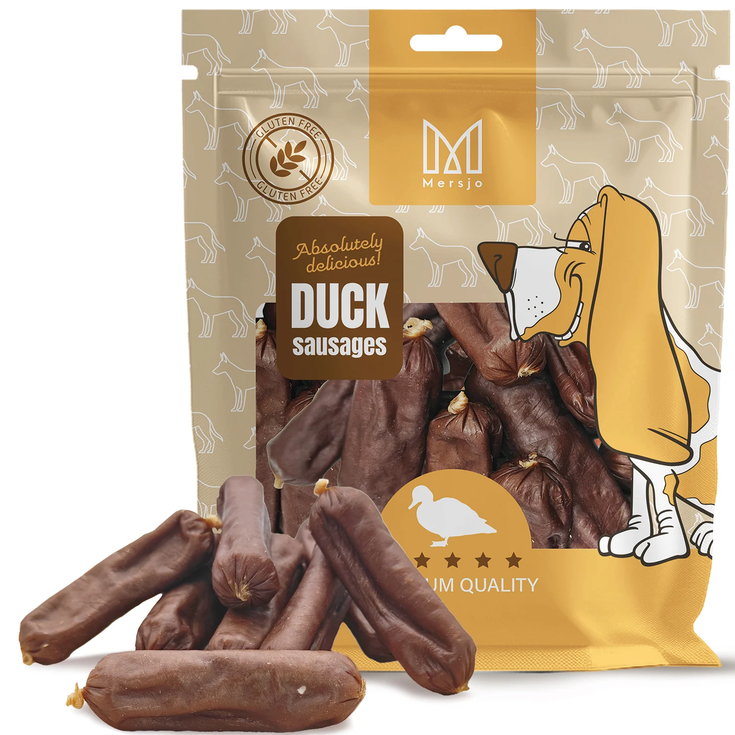 Salchichas de pato, delicia natural para perro, Mersjo, 500g