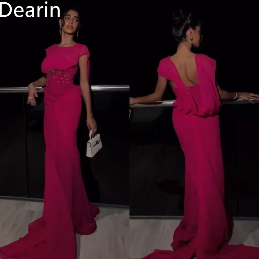 

Customized Formal Gown Dearin Scoop Neckline Mermaid Skirts Draped Beading Bespoke Occasion Dresses Saudi Arabia Prom Evening Dr