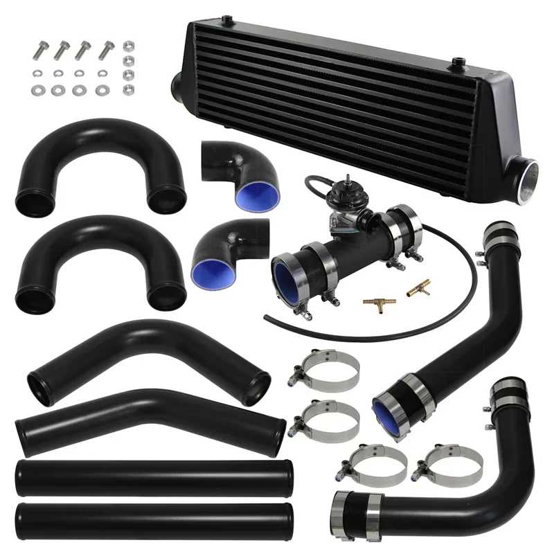 

DIY Intercooler + 2.5" 63mm Aluminum Piping + BOV Black Hoses kit Universal Aluminum