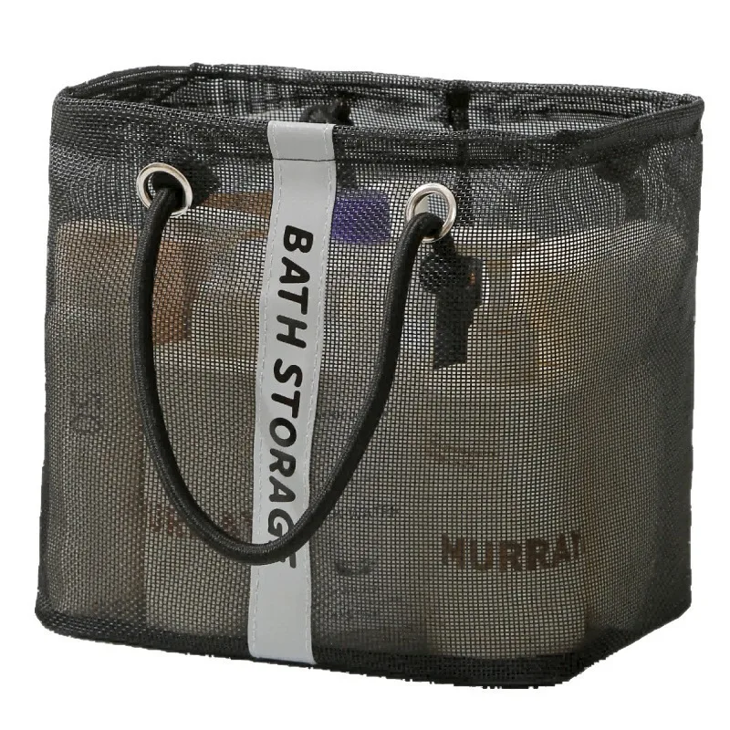 Große Netz-Duschablage mit breiter Öffnung, tragbare, schnell trocknende, abtropfbare Badewannen-Aufbewahrungstasche, Strandtasche, Reise-Toilettenartikel-Organizer – Detail 3