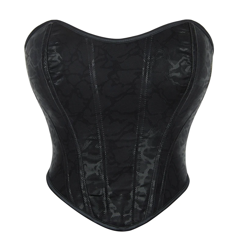 

Black Leather Overbust Corset Bustier Tops Lace Up Plastic Boned Women Gothic Steampunk Corset Body Shaper Sexy Lingerie XS-XL