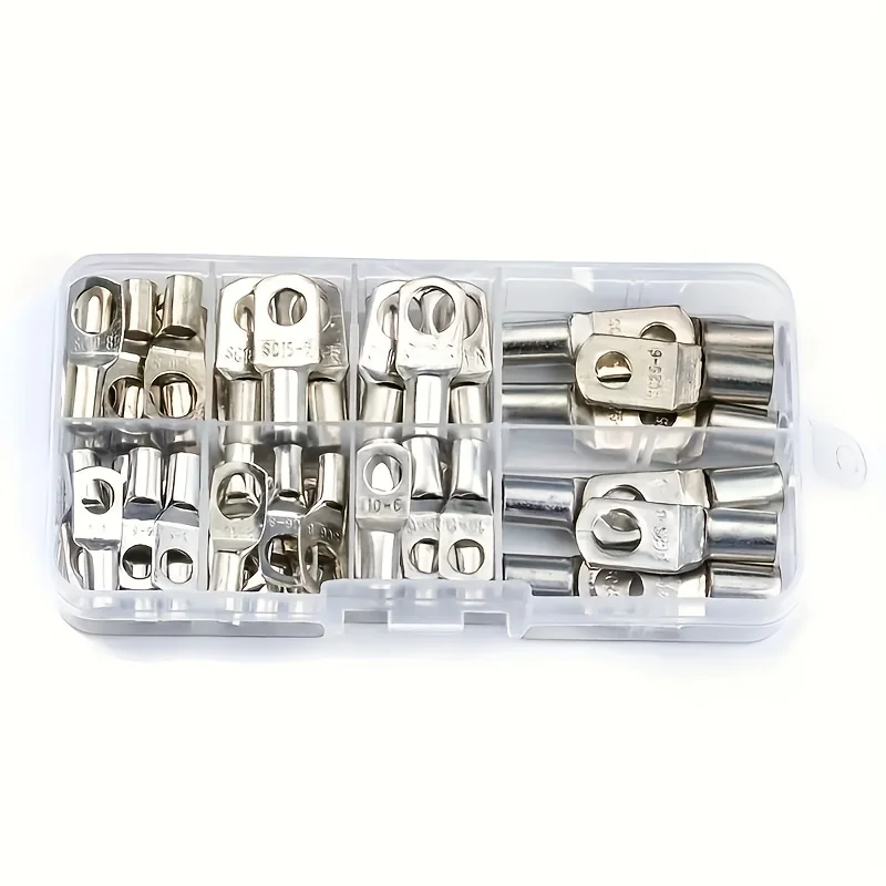 60PCS battery lug, ring terminal sorting tool kit, battery cable end/terminal connector, suitable for vehicles, ships, power dis
