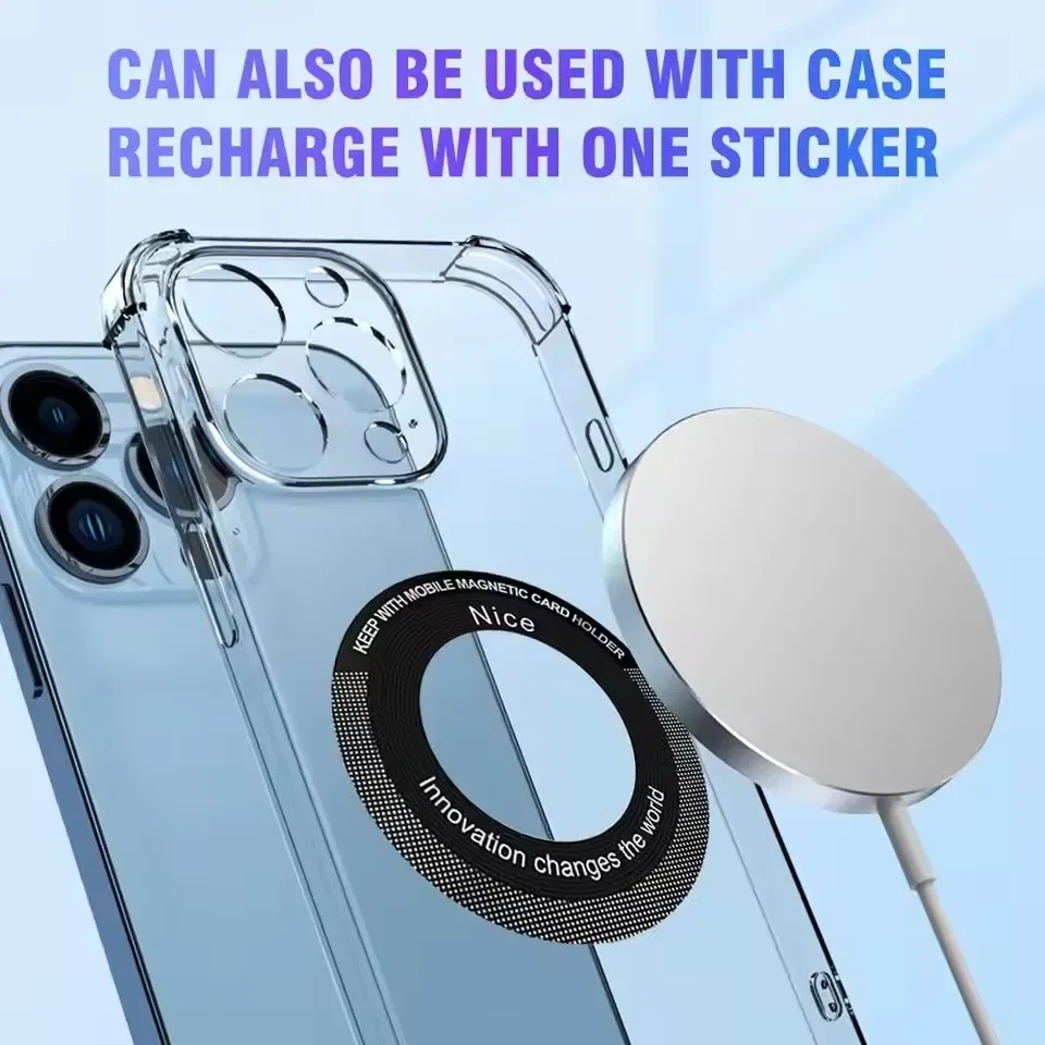 ل Magsafe لوحة مغناطيسية حلقة ملصق معدني عالمي دعم شاحن لاسلكي لوحة معدنية ورقة لحامل السيارة المغناطيسي