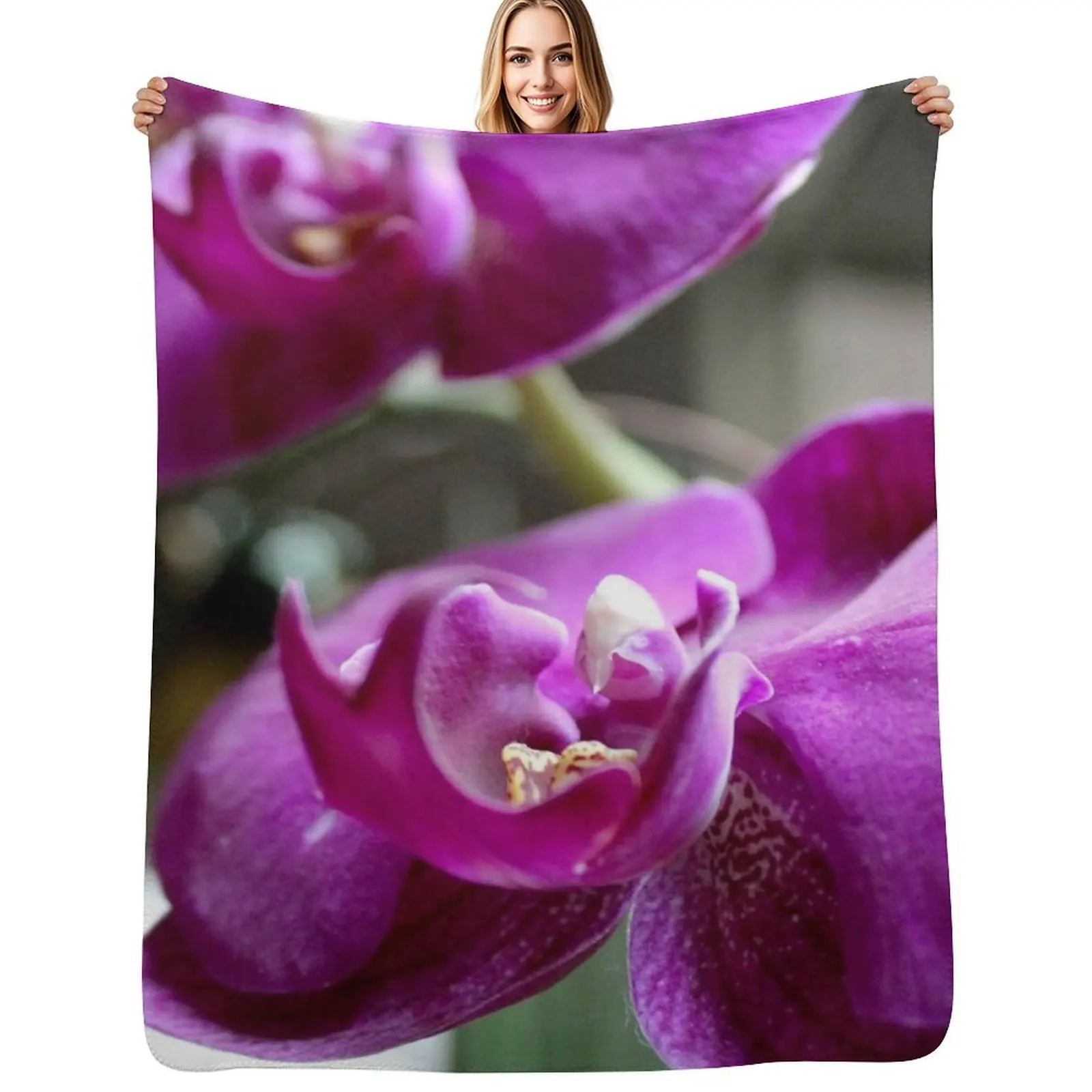 

Purple Orchid Throw Blanket Tourist Retros valentine gift ideas warm winter Blanket