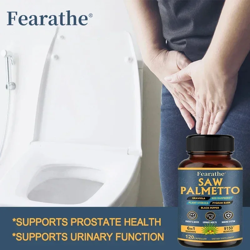 6IN1 Organic Saw Palmetto Supplement for Men and Women, DHT Blocker, Urinary Health and Prostate Health Support Supplement