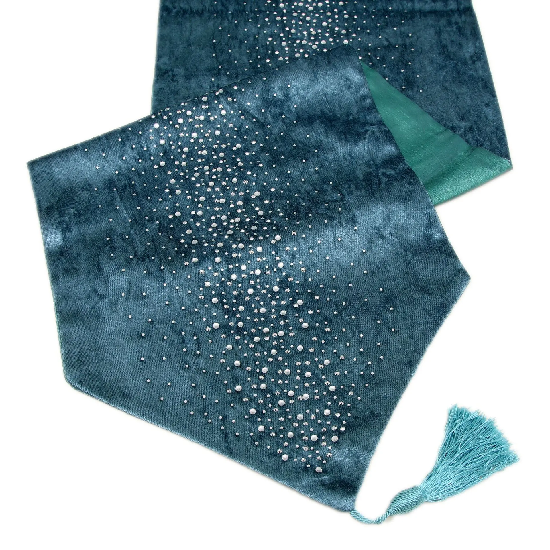 European high-end table flag, luxurious velvet, starry sky, hot diamond dining table, fabric tablecloth, hotel cushion