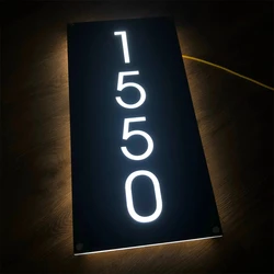Custom Modern Lighted Acrylic House Number Sign 3D Floating Design Digital Horizontal Outdoor Home Door Decor LED Lighting