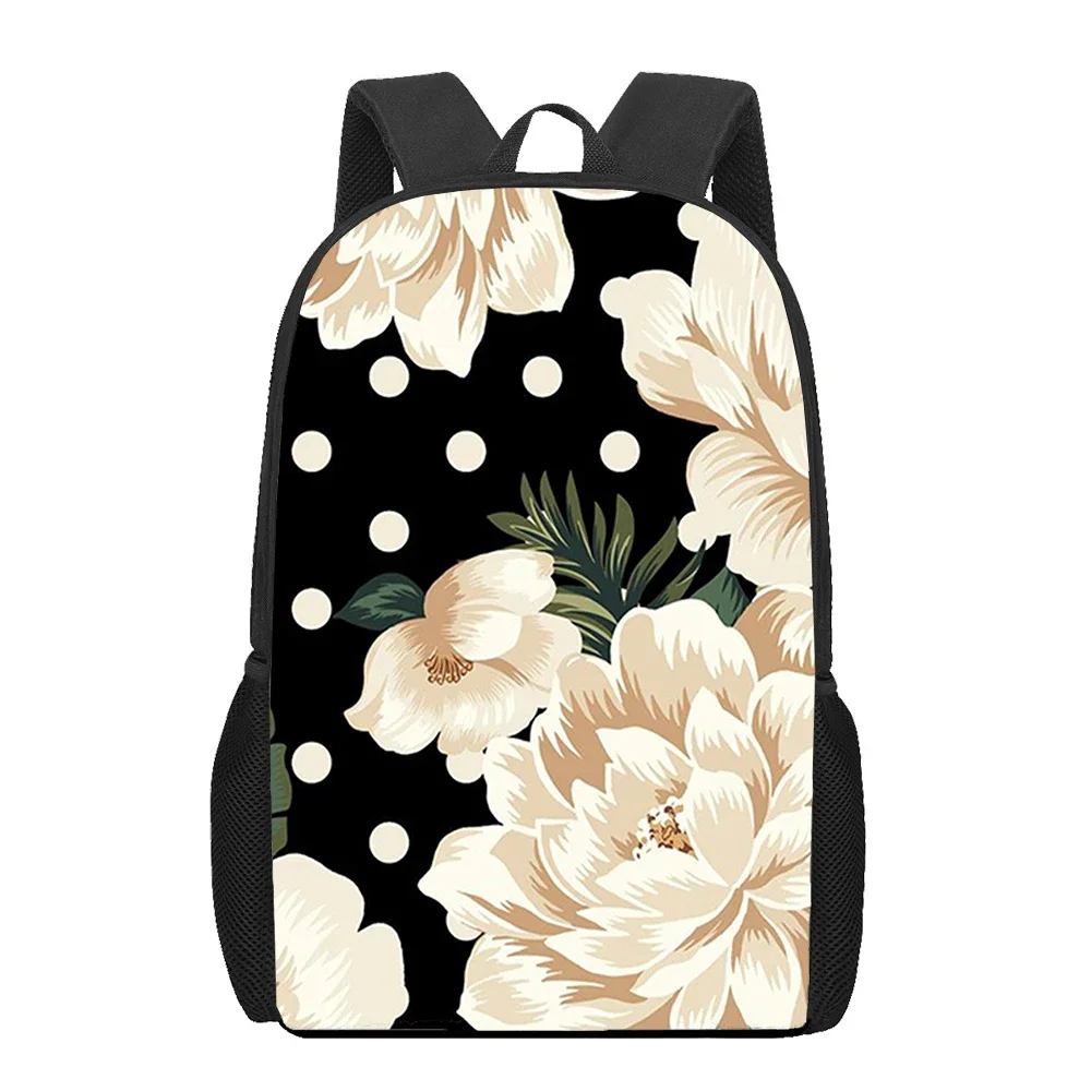 

Botanical Flowers Backpack Plant Peony 3D Print Floral School Book Bag for Elementary Students 16 Inches Daypack Laptop Rucksack