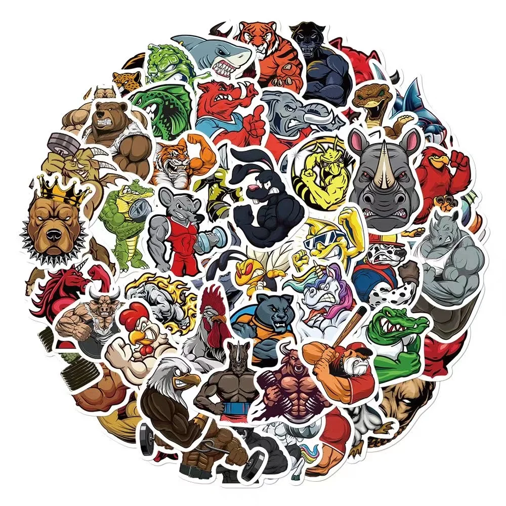 10/50pcs Cute Strong Strong muscle animal fitness sticker Car Motorcycle Travel Luggage Phone Guitar Laptop Cartoon Sticker