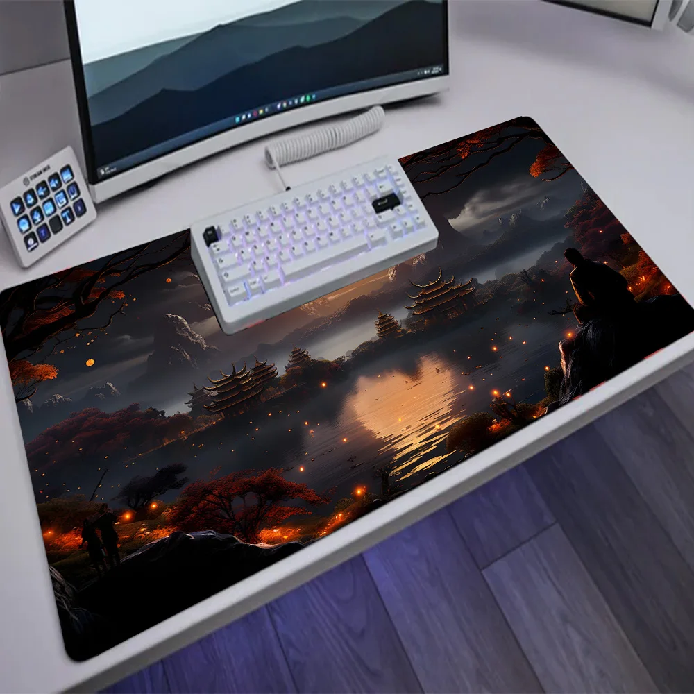 Black Mousepad Gamer Landscapes Desk Mat 1200 Table Rugs Office Accessories Large Mouse Pad Keyboard 400x900 Mause Pad Gaming