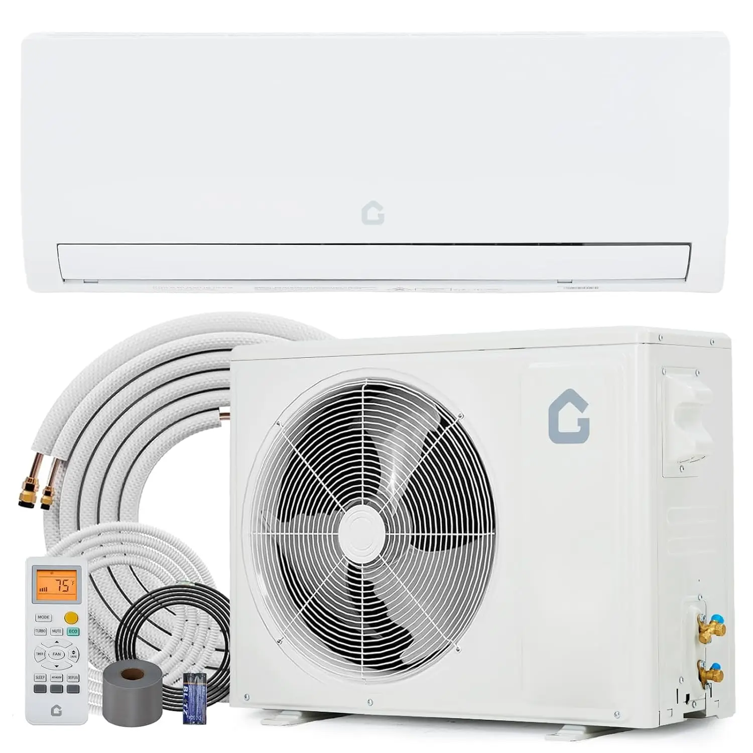 12000 BTU Split Air Conditioner & Heater, 19 SEER2 115V Inverter Ductless Wall AC Unit with Pre-Charged Condenser, Heat, Custom
