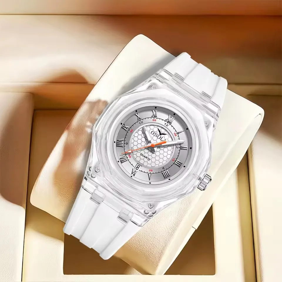 ONOLA 3857, модные женские кварцевые часы с календарем, водостойкий резиновый ремешок, светящиеся повседневные часы для женщин, reloj para mujer