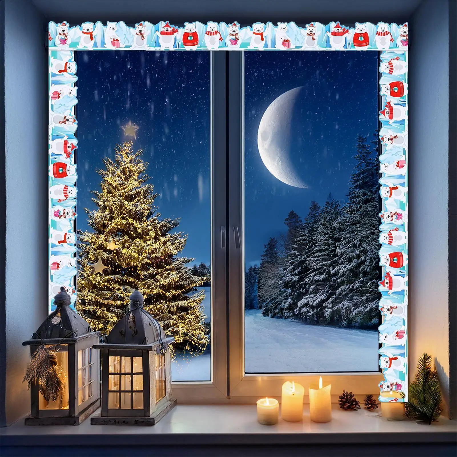 لوحة الإعلانات 33ft زينة عيد الميلاد الملونة الموسمية لوحة الإعلانات ديكور الكسوة لغرفة نوم المدرسة الفصول الدراسية #3