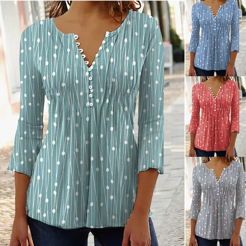 

Women Fashion Holiday Printed Shirt Street Loose Blouse Casual Elegant Shirt