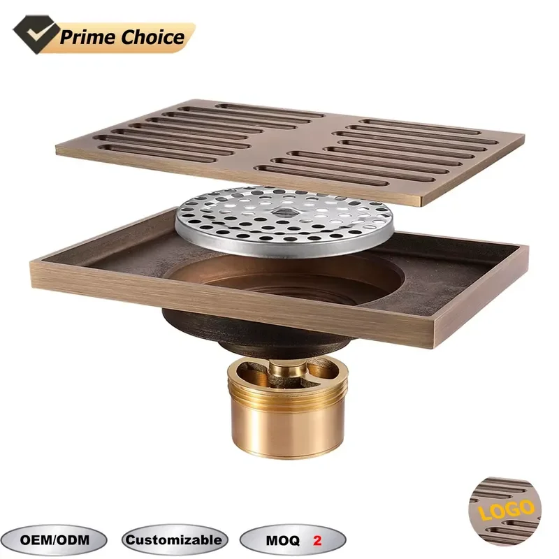 for Custom Antique Bronze Bathroom Sink Drain Insert Modern 304 Stainless Steel Tile Grille Hidden Brass Linear Floor High