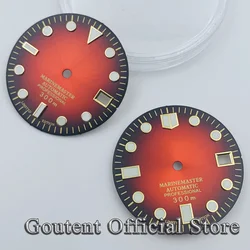 Goutent 29mm Green Luminous Sterile Gradient Red Dial​ Fit NH35 Automatic Movement Fit 3 O'Clock Crown 3.8 O'Clock Crown