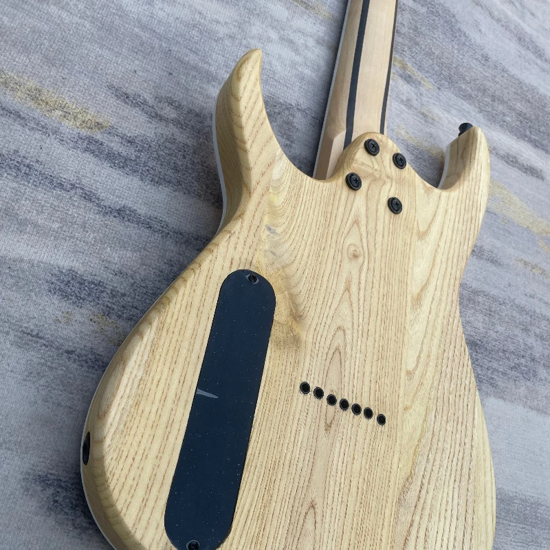Natural Spalted Wood Double Cut Electric Guitar Dual Humbuckers String Thru Bridge Modern Solid Body 7-string Free Shipping view 2