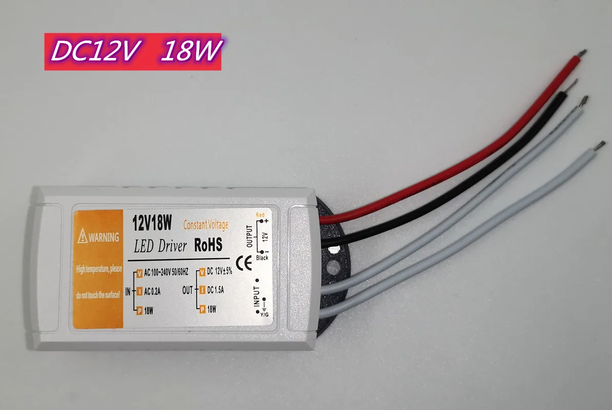 Zasilacz 110V 220V do 12V Transformator oświetleniowy 100W 72W 36W 18W DC 12V Źródło Sterownik LED do taśm LED