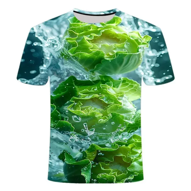 Summer Fashion Plant Vegetables Graphic T-shirt For Unisex Trend Casual Melon and Fruit Flowers 3D Printed Men Short Sleeve Tops