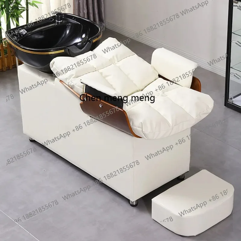A17 Barber shop shampoo bed, comfortable hair flushing bedside massage semi-reclining ceramic basin shampoo bed