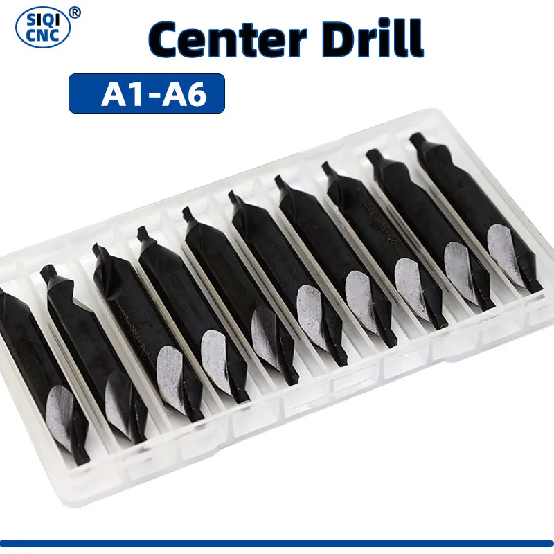 SIQI Center Drill Carbide & HSS Co M35 Countersink Chamfer Lath Bit A Form Diameter 1 1.5 1.6 2 3.15 4 5 6 for Metal Aluminum