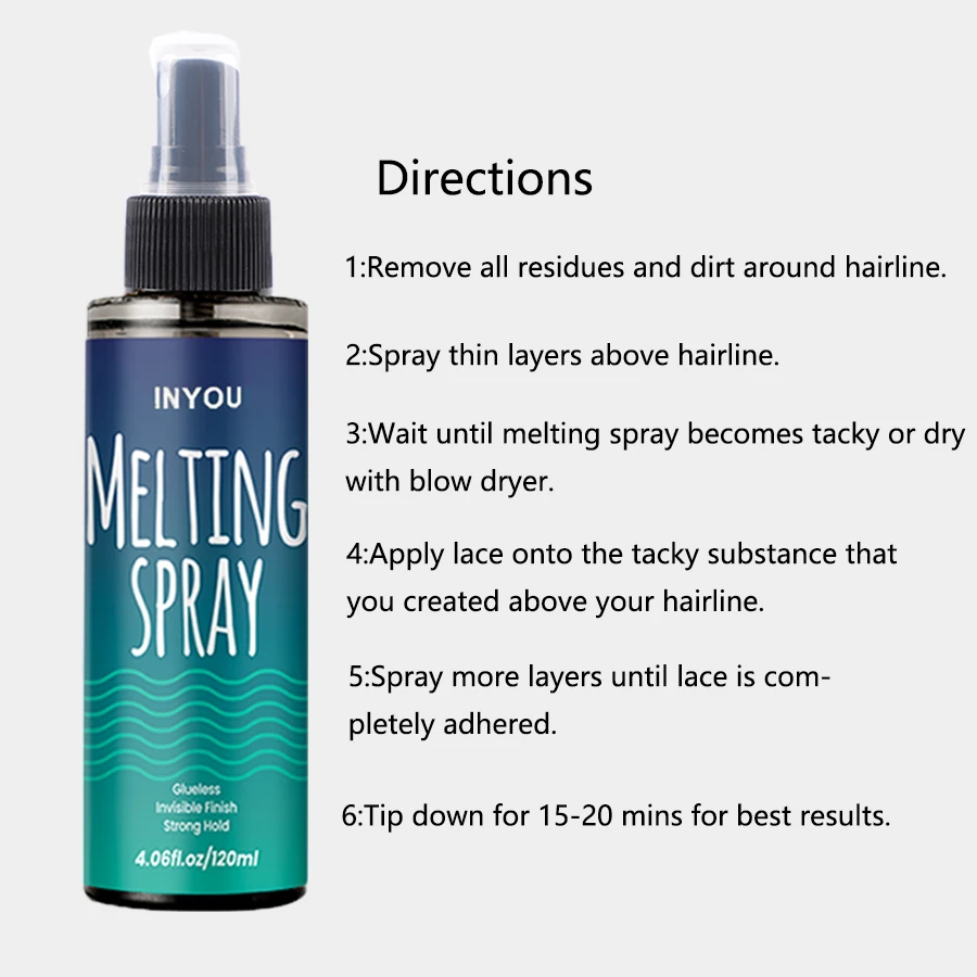 Lace Melting Spray, Lace Wig Melting Spray ,Strong Natural Finishing Hold, Wig Melting Spray & Hair Adhesive for Wigs image 3