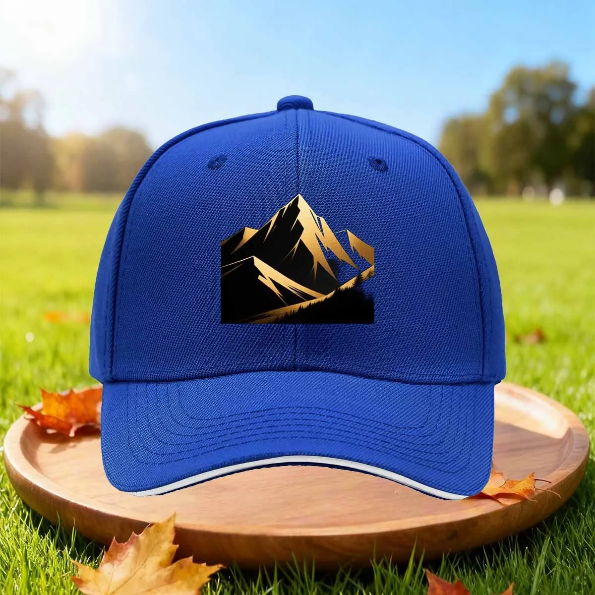 Mountain Outline Baseball Cap Unisex Polyester Adjustable Curved Brim Outdoor Sports Cap