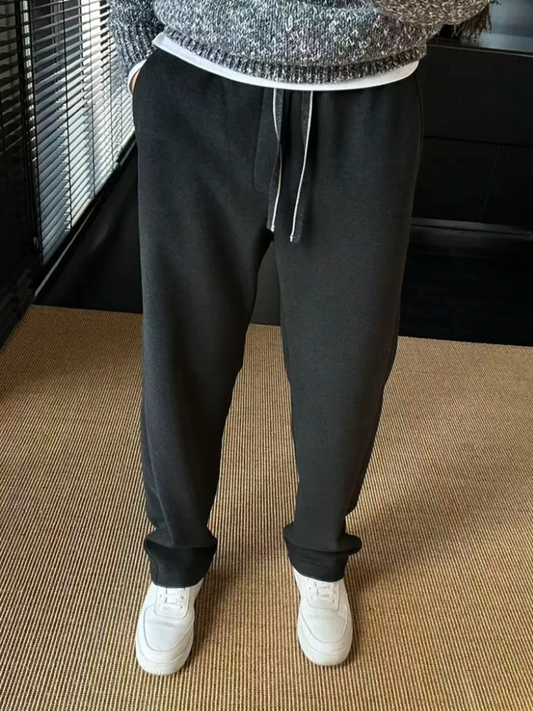 

Men's Casual Wide Leg Pants Loose Fit Spor Luxury Sle Autumn Winter Straight Cut Trousers Comfortable Cotton Non-Stretch