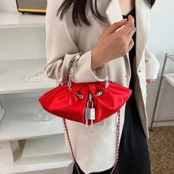 Bolso de mano de diseñador de lujo con pliegues de seda, bolso de hombro con cadena, bolso cruzado con forma de bola de masa hervida, bolso de mensajero para mujer