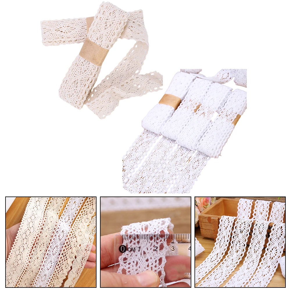 Nastro da sposa fai-da-te 2MRoll nastro di pizzo di cotone ottimo per decorazioni per feste di Festival ed eventi di nozze ed elegante