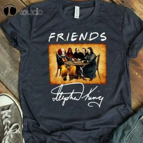 Camiseta con personajes de FRIENDS STEPHEN KING, divertida camiseta negra vintage, regalo para hombres y mujeres