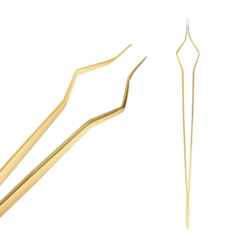 New Lash Extension Tweezers Anti Slip Stainless Steel Curved Tip Straight Tweezers High Precision Nail Art Makeup Beauty Tools