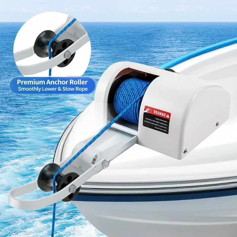 Electric Anchor Winch for Pontoon Boat 35lb Saltwater Anchor with Wireless Remote Control Kit