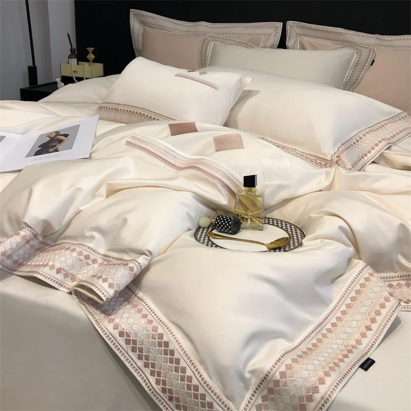 1000TC Egyptian Cotton Embroidery Duvet Cover Set Bed Comforter Cover Set Bed Sheet Set Pillowcase Amazing Luxury Bedding