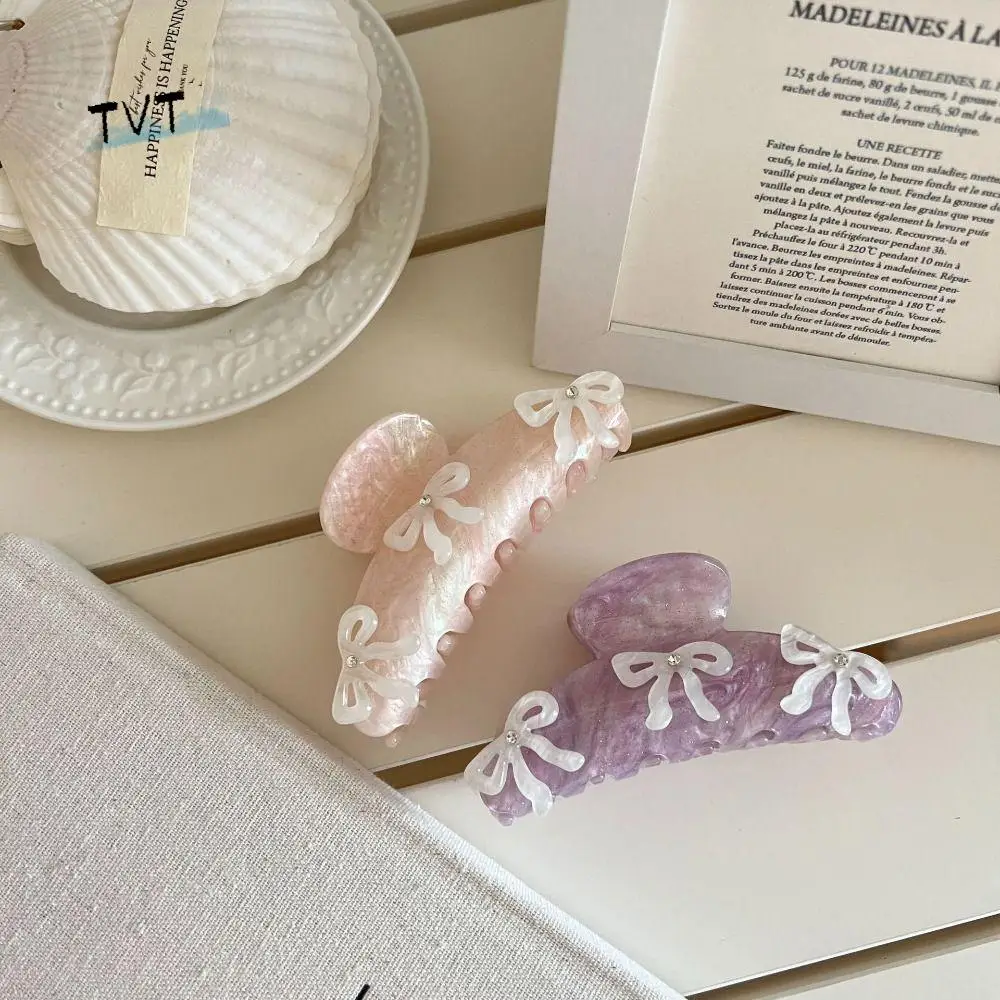 Creative Rhinestone Bow Hair Claw Ballet Headwear Bowknot Hair Clip Barrette Korean Style Acetic Acid Shark Clip Female