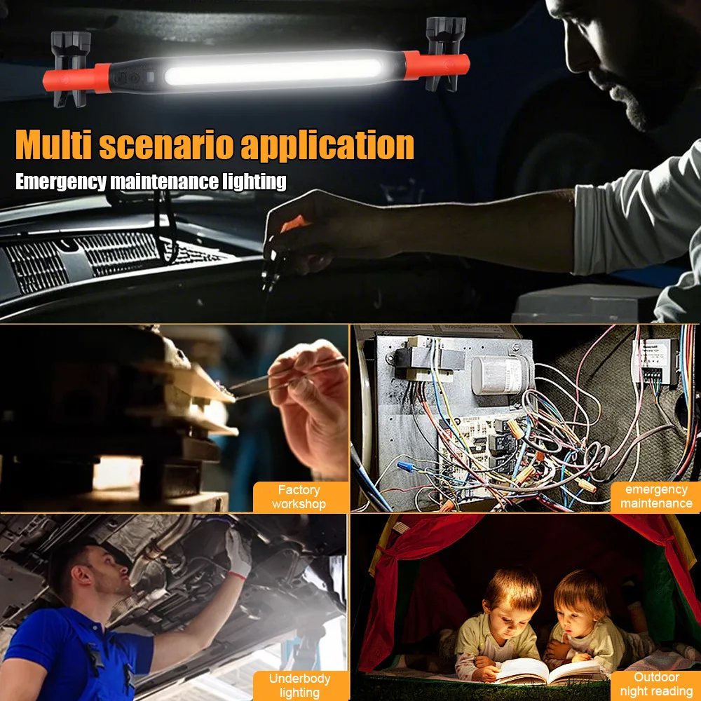 Lampe de travail magnétique sous le capot, barre d'accessoires pour la maison, barre lumineuse de travail LED Rechargeable pour mécanicien, réparation de voiture, Garage
