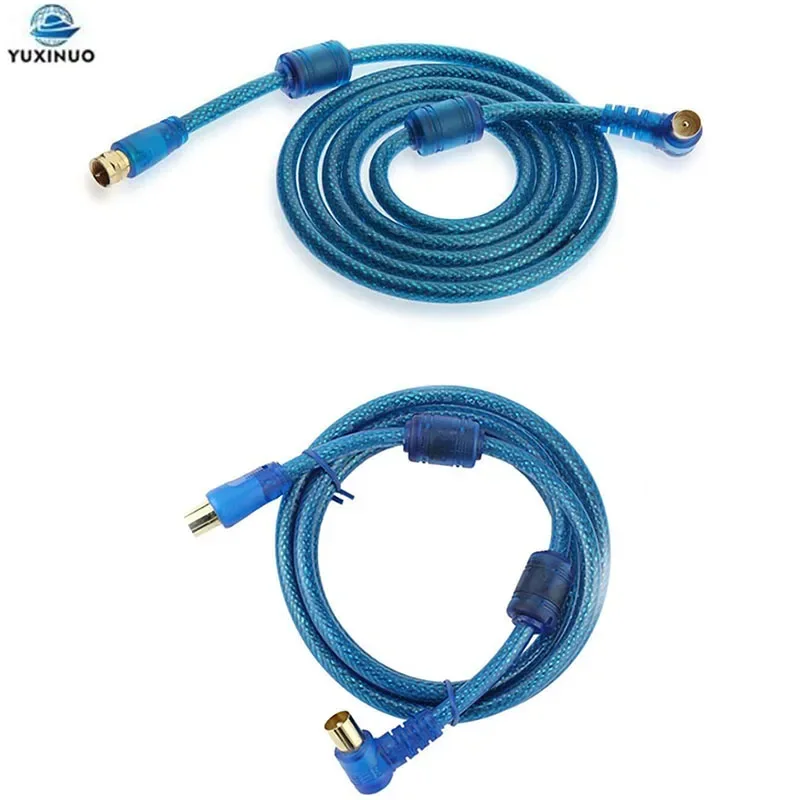 High Quality 1.5m OFC Angle F Male or PAL Male to F Male Connector TV HDTV DVD VCR LCD Aerial Antenna RF Signal Cable Cord