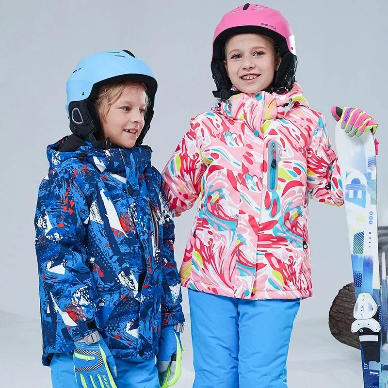 Warm Hooded Boy Snow Coats Sport Baby Girl Skiing Jackets Waterproof Fleece Children Windbreaker Mountain Teenager Kids Clothes