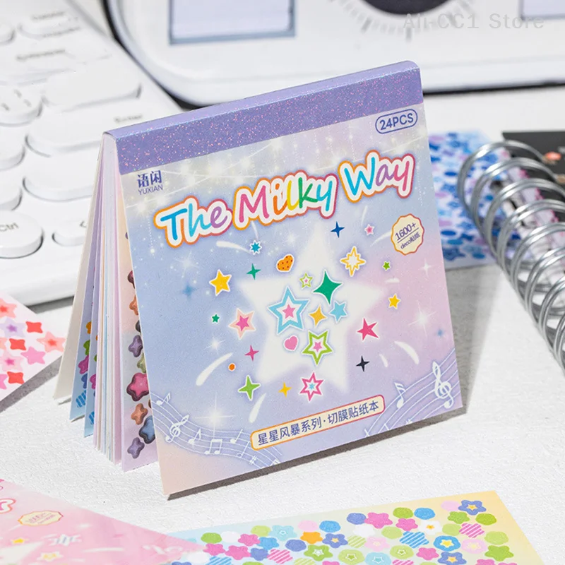 

24 Sheets/bag Creative Material Handbook Scrapbook DIY Calendar Decoraton Star Storm Mini Decor Cut Film Sticker Book