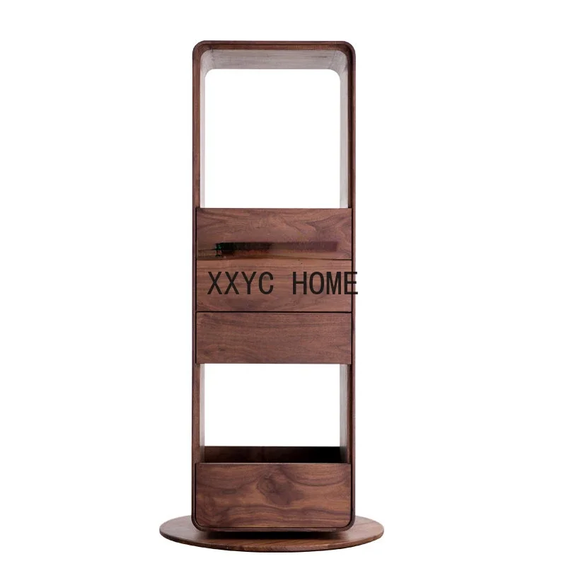 

Simple Modern Living Room Sofa Rotating Side Cabinet Black Walnut Creative Floor Storage Rack