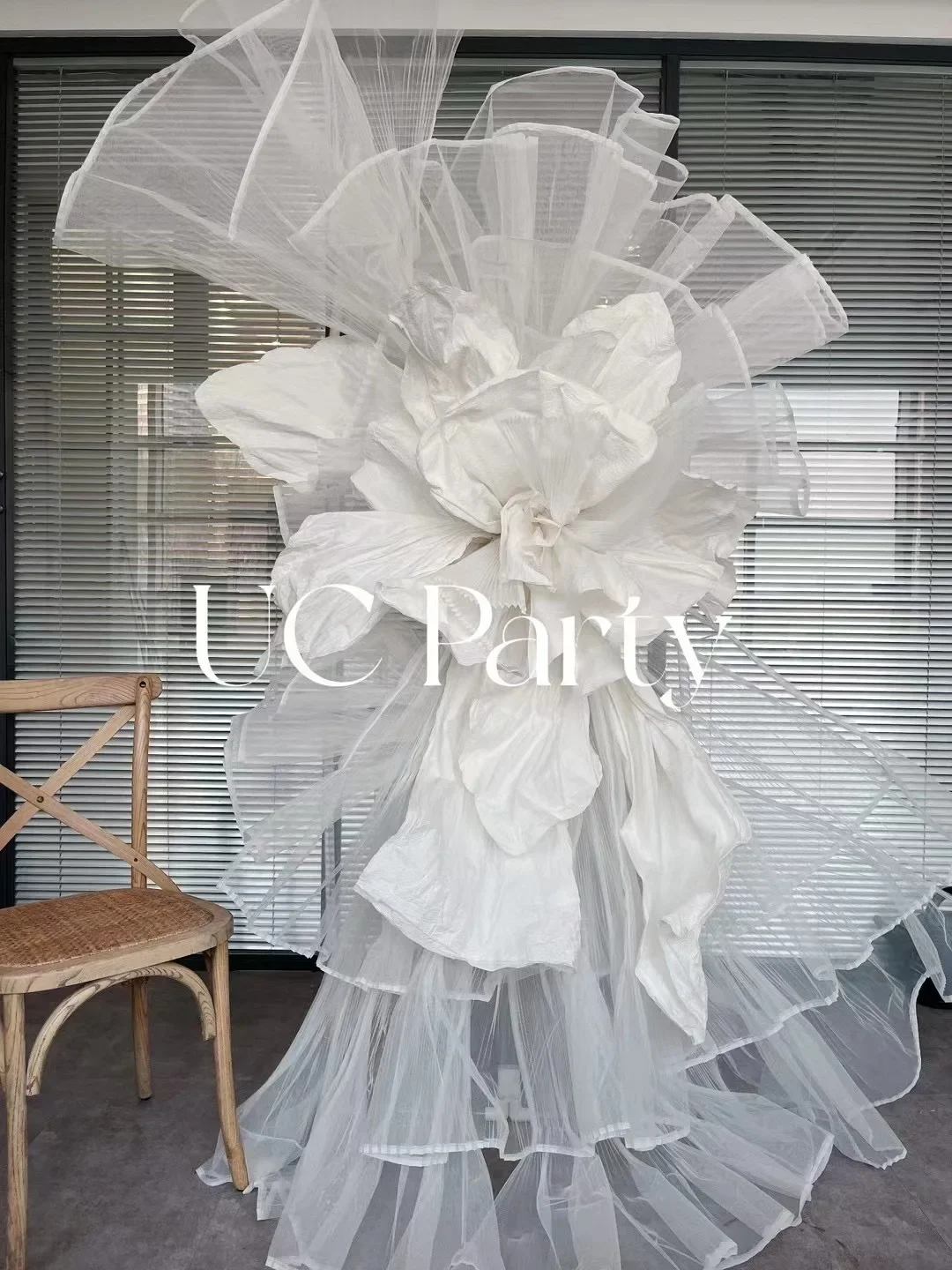 Pleated Mesh Fabric Large Organ Folds Fabric DIY Handmade Material Birthday Party Backdrop Decor Wedding Style Clothing Design