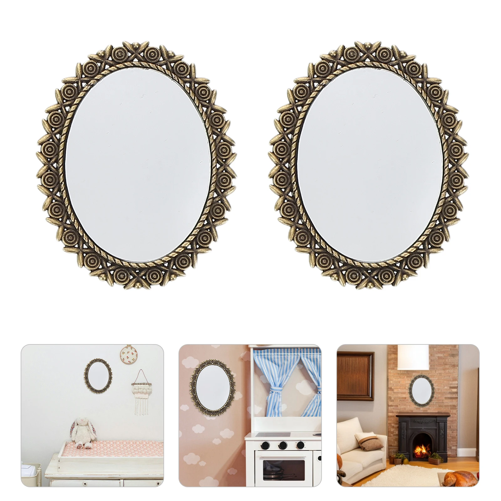 

4 Pcs House Decoration Mirror Dollhouse Ornaments Tiny Furniture Miniatures