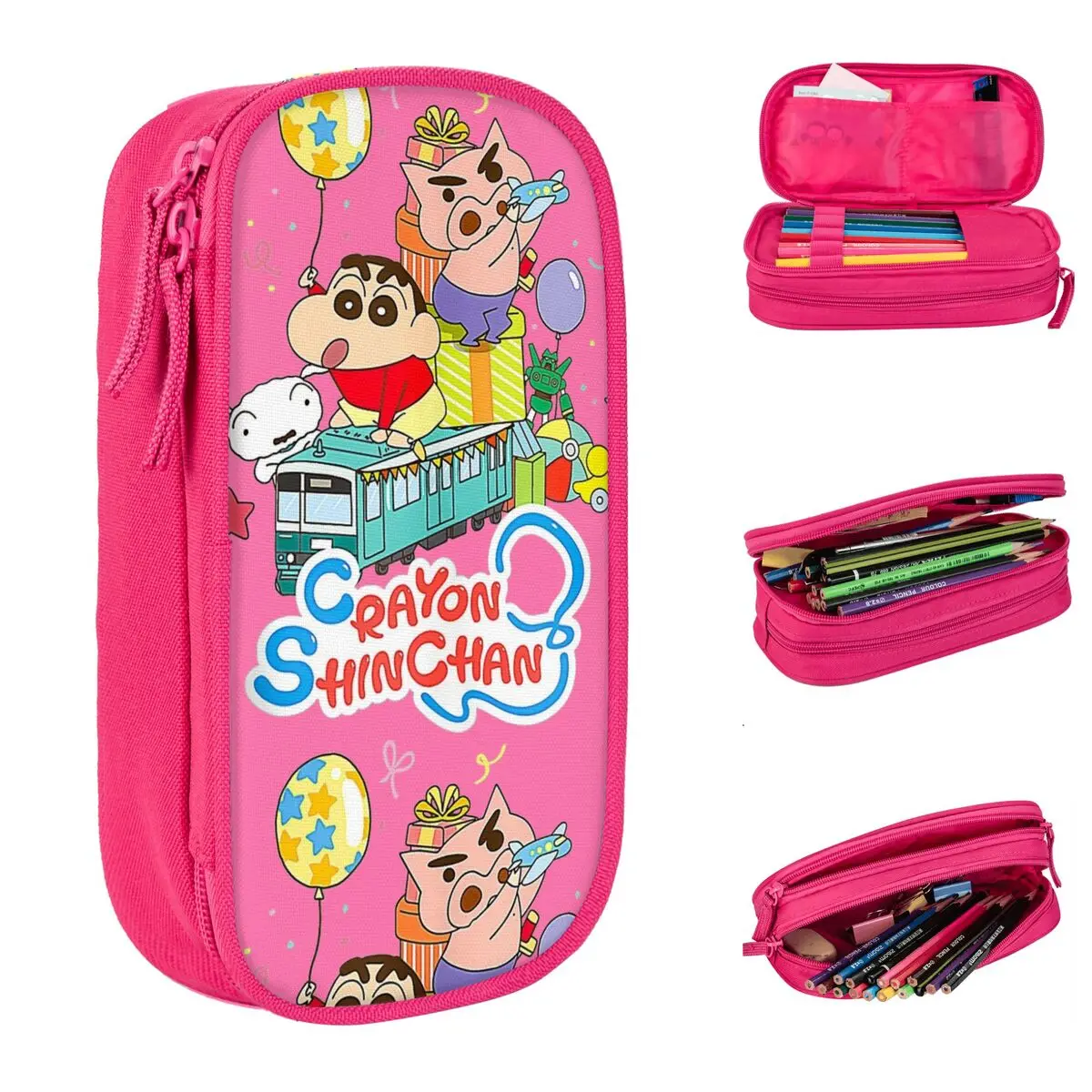 

Shin Chan Love Pencil Case Classic Crayon Shin-chan Anime Manga Pen Box Bag Student Large Storage Office Gifts Pencilcases