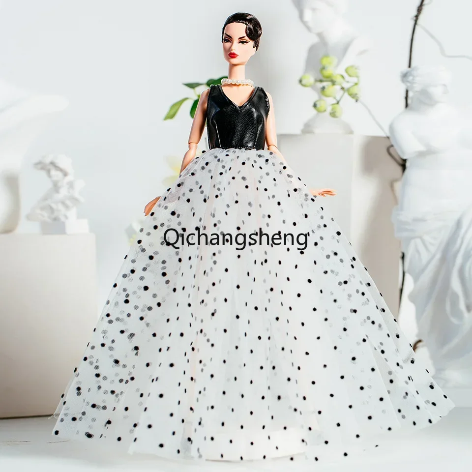 

Black Polka 1/6 Doll Clothes For Barbie Dress For Barbie Outfits Wedding Party Gown Evening Dresses 11.5" Dolls Accessories Toy