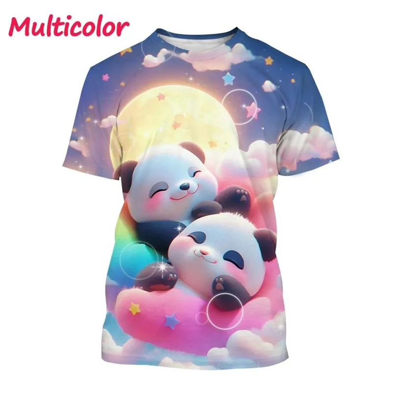 Hot Selling New Panda 3D Printed T-shirt Cartoon Animal Pattern Graphic T-shirt For Men And Women Fashion O Neck Short-sleeved