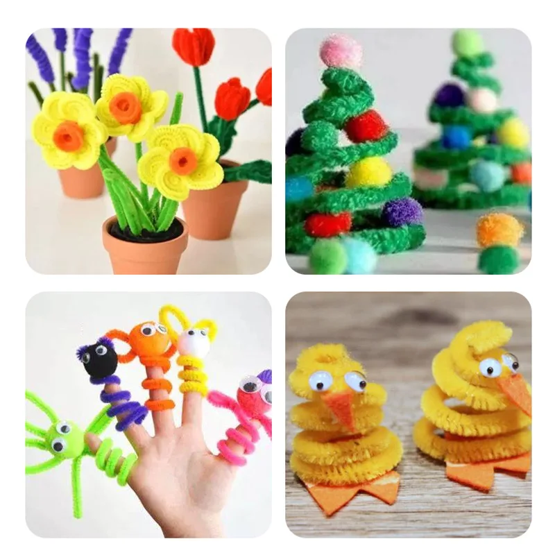 Chenille Stems Stick Cleaners Macaron Color Kindergarten Kids DIY Handmade Materials Festival Decoration Accessory 50/100pcs