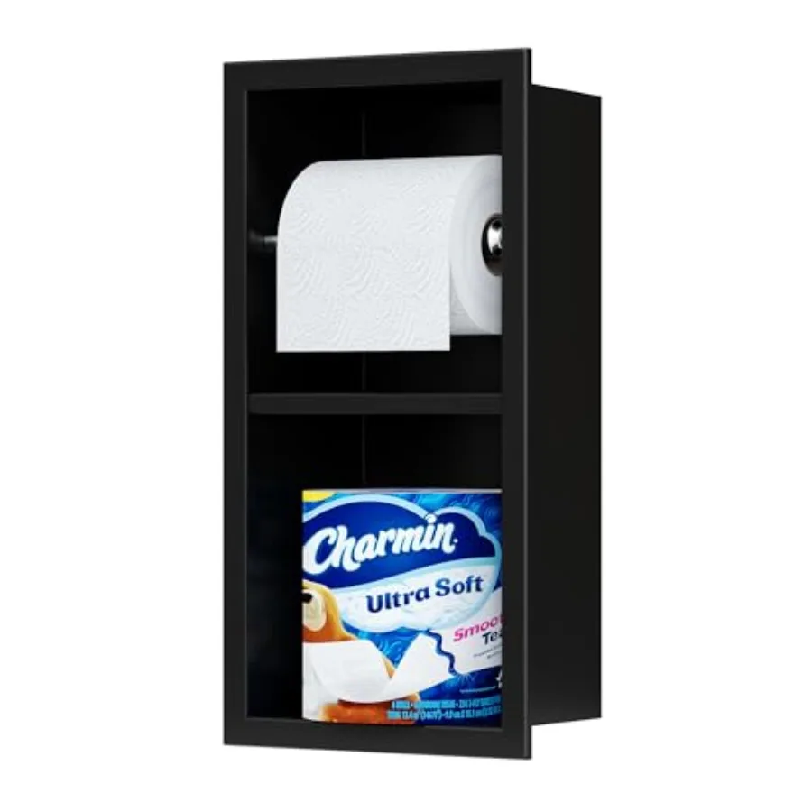 

Встраиваемый держатель для туалетной бумаги из нержавеющей стали 304, настенный, с отсеком для хранения, матовый черный